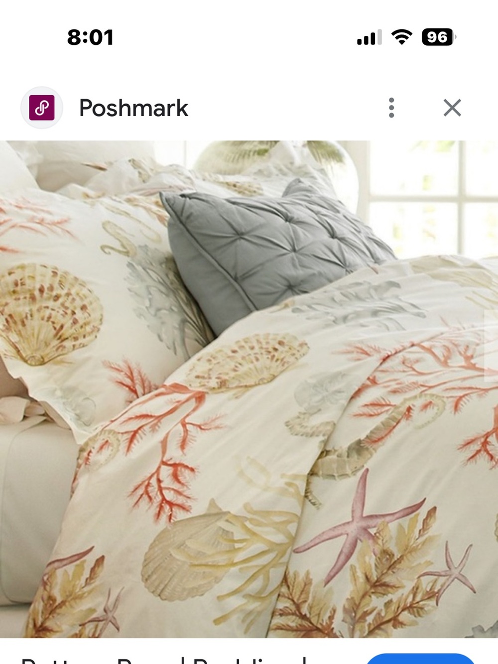 Pottery Barn Atlantic full/queen duvet cover and standard shams. NWOT - Picture 4 of 4